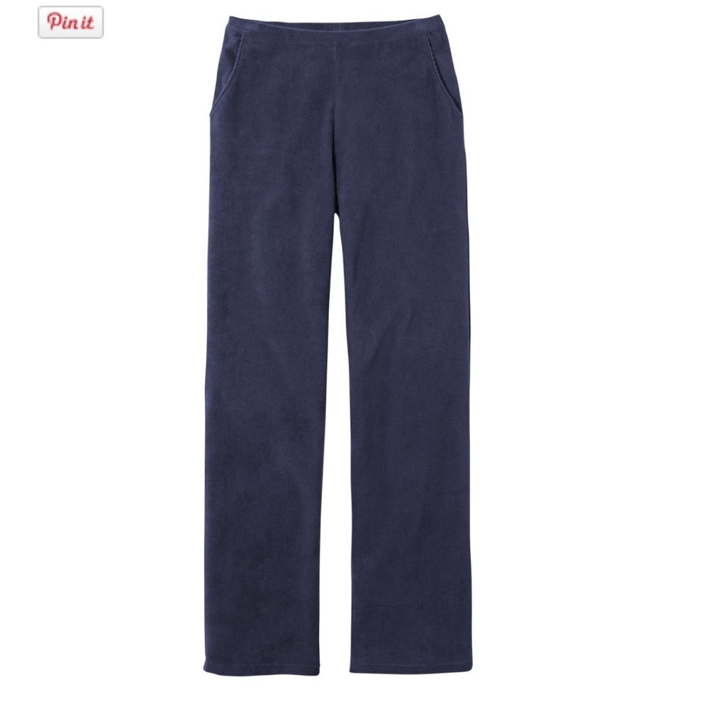 $70 LLBean Perfect Fit Knit Stretch Cords Straight-Leg Medium Tall Navy Cotton